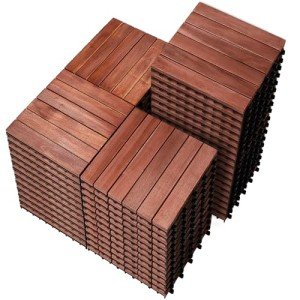 Acacia Wood Interlocking Patio Deck Tiles - 54 PCS