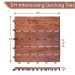 Acacia Wood Interlocking Patio Deck Tiles - 54 PCS