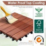 Acacia Wood Interlocking Patio Deck Tiles - 54 PCS