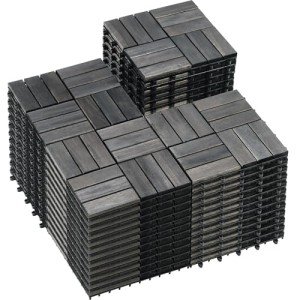 Acacia Wood Interlocking Patio Deck Tiles - 54 PCS