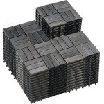 Acacia Wood Interlocking Patio Deck Tiles - 54 PCS