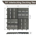 Acacia Wood Interlocking Patio Deck Tiles - 54 PCS