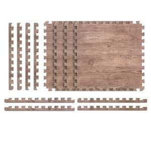 NÖRSK Reversible Faux Wood Foam Floor Tiles 4-Pack