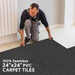 Waterproof Non-Slip PVC Carpet Tiles - 15 Pack
