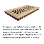 White Oak Floor Register Vent with Damper, 4x10 Inch