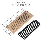 White Oak Floor Register Vent Cover, 6x12 Inch