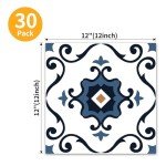 WOWSTAR Blue Flower Peel and Stick Floor Tiles