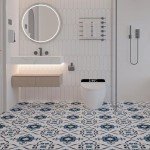 WOWSTAR Blue Flower Peel and Stick Floor Tiles