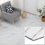 White Marble Peel and Stick Vinyl Floor Tiles