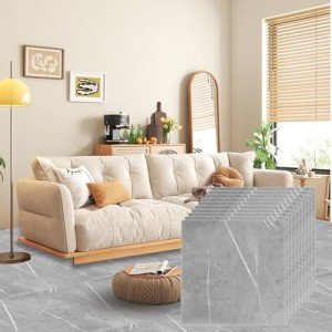 Gray Peel and Stick Vinyl Floor Tiles - 40PCS