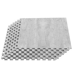 Farmhouse Wood Grain Foam Floor Tiles, 48 Sq Ft
