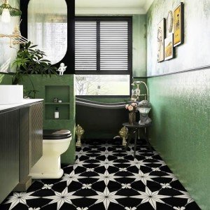 Waterproof Peel and Stick Black Vinyl Floor Tiles