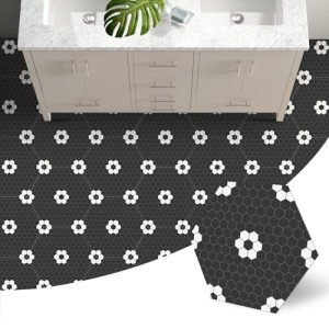 Peel and Stick Hexagon Vinyl Floor Tiles - 20 Sheets