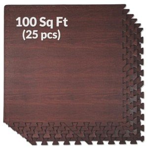 Dark Wood Oak Grain Foam Interlocking Tiles 100 Sq. Ft