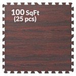 Dark Wood Oak Grain Foam Interlocking Tiles 100 Sq. Ft