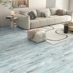 Blue Wood Peel and Stick Vinyl Floor Tiles 12 PCS