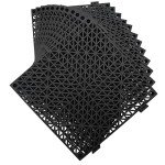 12 Pack Interlocking Rubber Floor Mats - Black