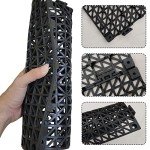 12 Pack Interlocking Rubber Floor Mats - Black