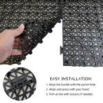 12 Pack Interlocking Rubber Floor Mats - Black