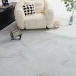 Misty Grey Marble Peel and Stick Floor Tiles 12-Pack