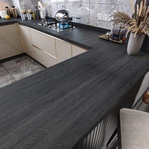 Black Wood Grain Peel and Stick Contact Paper