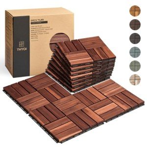 Interlocking Acacia Wood Deck Tiles - 10 Pack