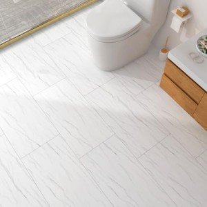 White Marble Peel and Stick Vinyl Floor Tiles