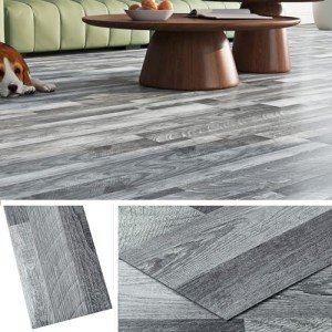 Grey Peel and Stick Vinyl Floor Tiles - 18-Pack