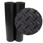 Diamond-Plate Rubber Flooring Rolls - Black 3mm x 4ft