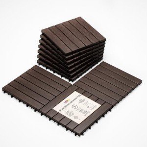 Idzo Waterproof Acacia Wood Interlocking Deck Tiles