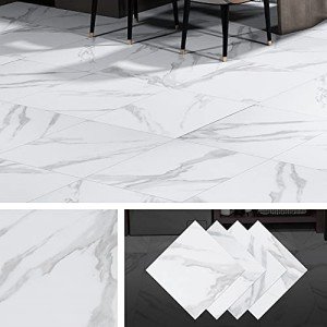 Grey and White Peel and Stick Vinyl Floor Tiles