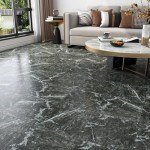 Peel and Stick Black Grey Marble Floor Tiles