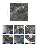 Peel and Stick Black Grey Marble Floor Tiles