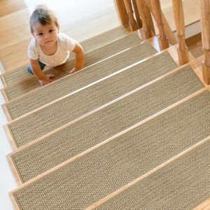 Beige Non-Slip Carpet Stair Treads - 15 Pack