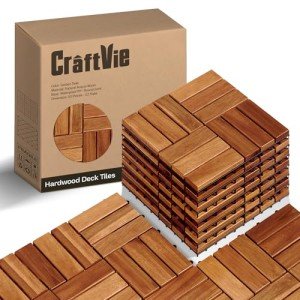 10 PCS Premium Acacia Interlocking Deck Tiles
