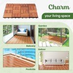 10 PCS Premium Acacia Interlocking Deck Tiles