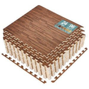 Wood Grain Interlocking Foam Floor Tiles - 96 Sq. Ft