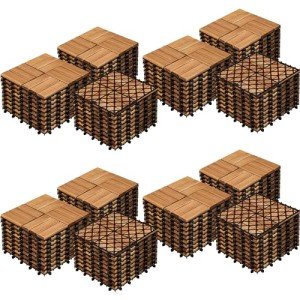 Yaheetech 108pcs Acacia Interlocking Patio Deck Tiles