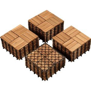Yaheetech 27pcs Interlocking Acacia Deck Tiles 12" x 12
