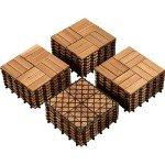 Yaheetech 27pcs Interlocking Acacia Deck Tiles 12" x 12