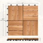 Yaheetech 27pcs Interlocking Acacia Deck Tiles 12" x 12