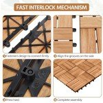 Yaheetech 27pcs Interlocking Acacia Deck Tiles 12" x 12