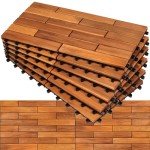 Solid Acacia Wood Interlocking Deck Tiles - Pack of 6