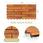 Solid Acacia Wood Interlocking Deck Tiles - Pack of 6