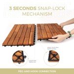 Solid Acacia Wood Interlocking Deck Tiles - Pack of 6