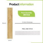 Waterproof Peel and Stick Wood Floor Tiles - 36 Pack