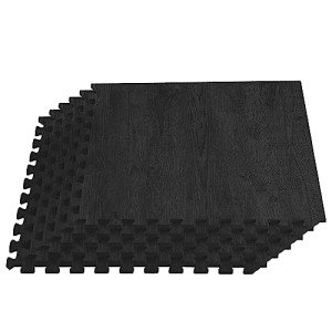 Raven's Wing Black Foam Floor Tiles, 100 Sq Ft