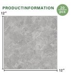 20-Pack Self-Adhesive Vinyl Floor Tiles - Light Grey