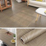 Herringbone Wood Grain Contact Paper for Floors