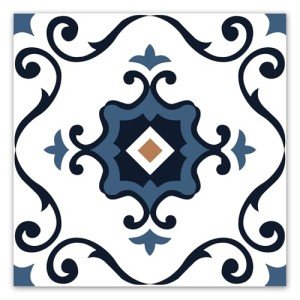 WOWSTAR Blue Flower Peel and Stick Floor Tiles